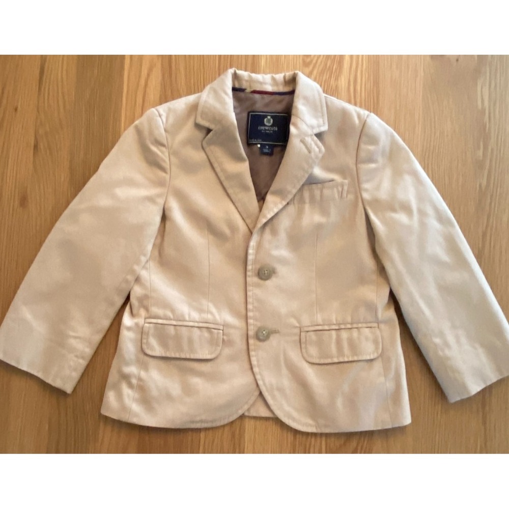 Crewcuts J‎ Crew Boys Size 3 Beige Blazer Sport Coat Suit Jacket Khaki Wedding